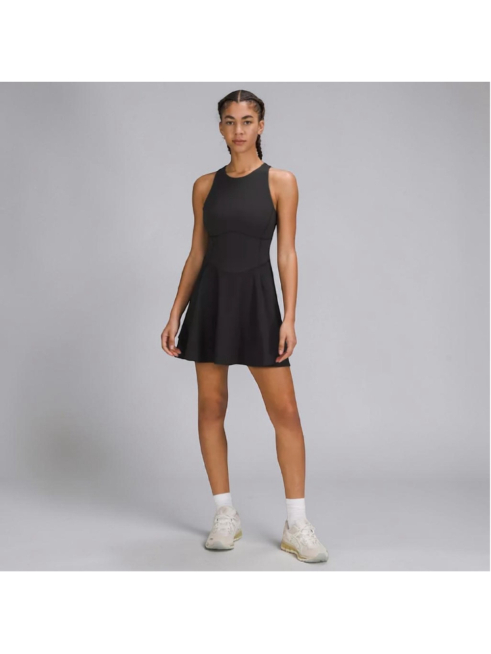 Lululemon Athleisure Court Crush Tennis Dress Black Sz 4 Built In Bike Shorts